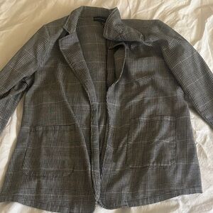 PrettyLittleThing Gray Plaid Open Blazer